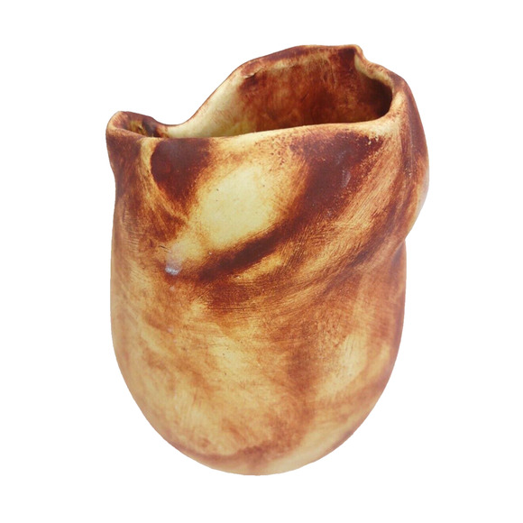 Studio Pottery Pit Fired Vase Free Form Vessel Artist Created Signed Unique - Picture 2 of 12